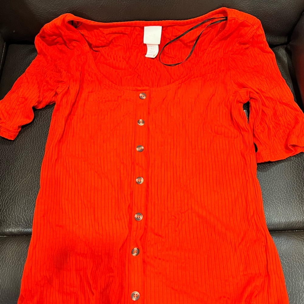 Women's Red Button-Down Top